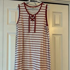 Style&Co striped sleeveless tank dress size Large tie